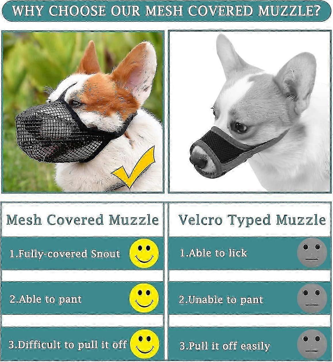 Dog Muzzle With Adjustable Straps, Soft Mesh Covered Muzzles For Small Medium Large Dogs Gray M