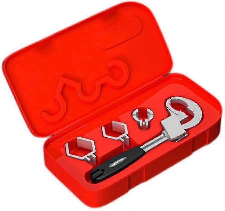 Bathroom Wrench Multifunctional Adjustable Wide Opening Spanner With Replacement Head Storage Box 1set)