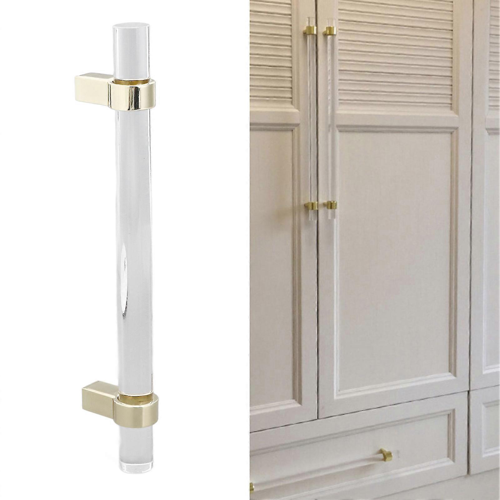 Crystal Acrylic Drawer Pull Handle 128mm Hole Spacing Gold