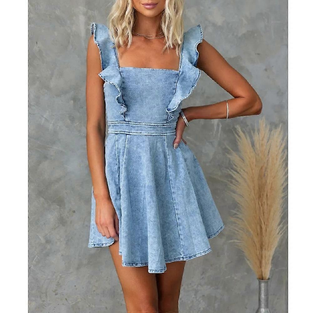 Cap Sleeve Denim Dress Ruffle Sleeve Women Summer Jeans Dresses Casual Ruffles Spaghetti Straps Denim Backless Mini Dress Fruugo UK Cap Sleeve Denim Dress Ruffle Sleeve Women Summer Jeans Dresses Casual Ruffles Spaghetti Straps Denim Backless Mini Dress Fruugo UK