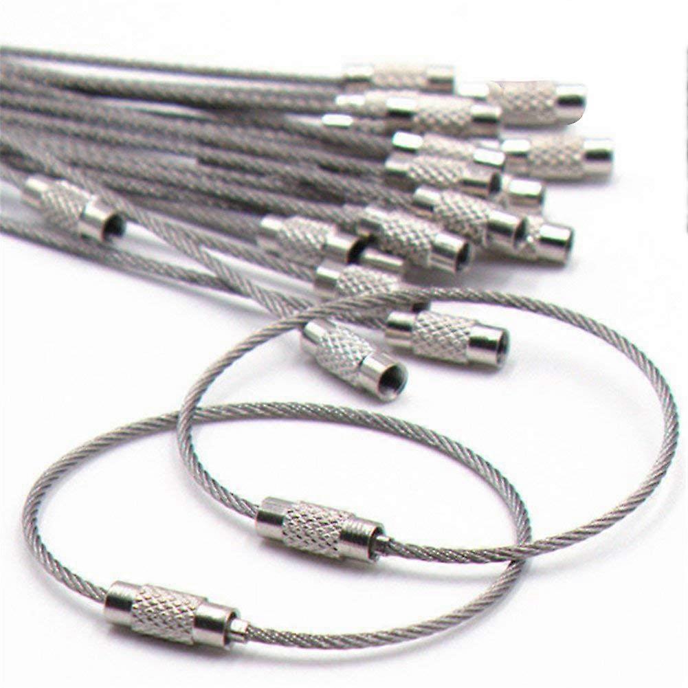 20 Pcs Stainless Steel Wire Keychains 6.3 Inch 2mm for ID Tags Luggage Tags and Keyring Attachments
