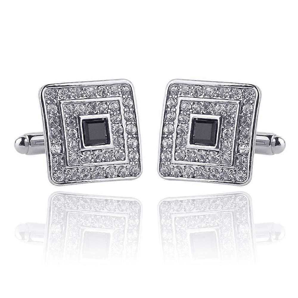 Cubic Zircon Cufflinks 2-Pack - Square Crystal Shirt Accessories for Men, Formal Wear, Stylish Gift, Durable Material