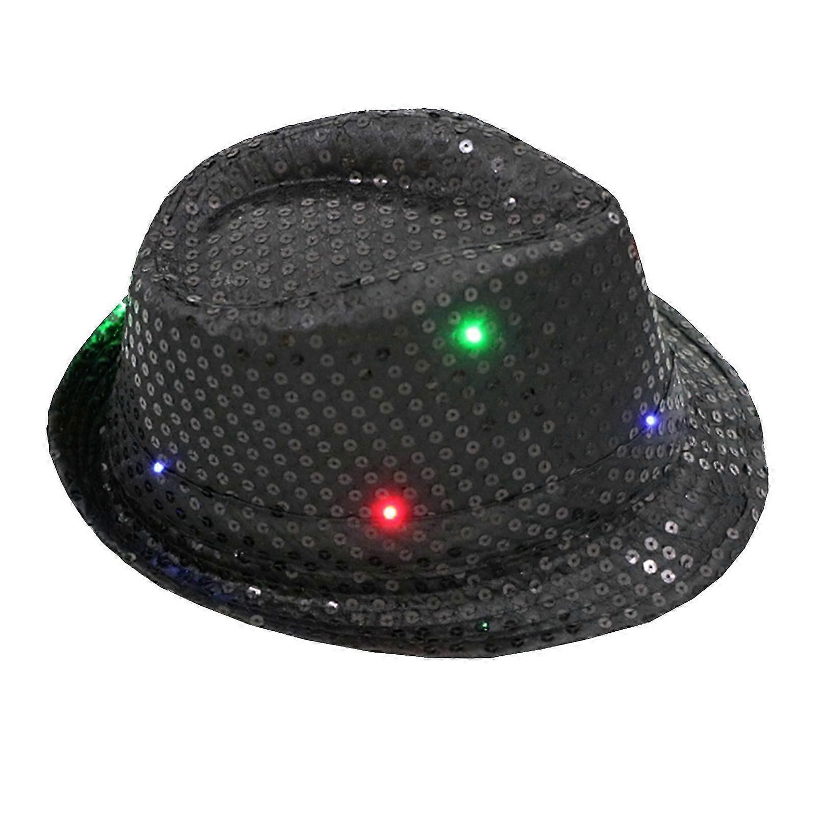 Jazz Hat Glowing Sequins LED Portable Shining Hat for Performance