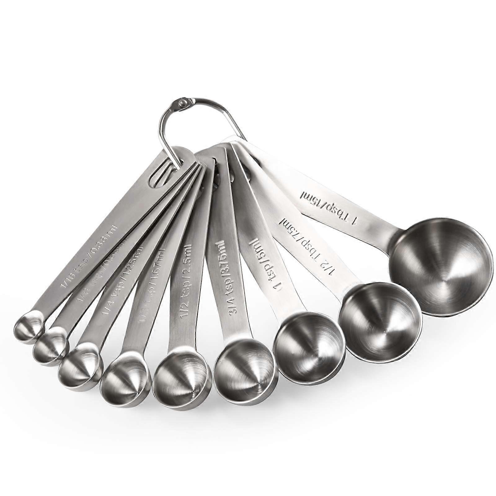 9-Piece Stainless Steel Measuring Spoons Set (1/16 tsp to 1 tbsp) for Precise Ingredient Portions