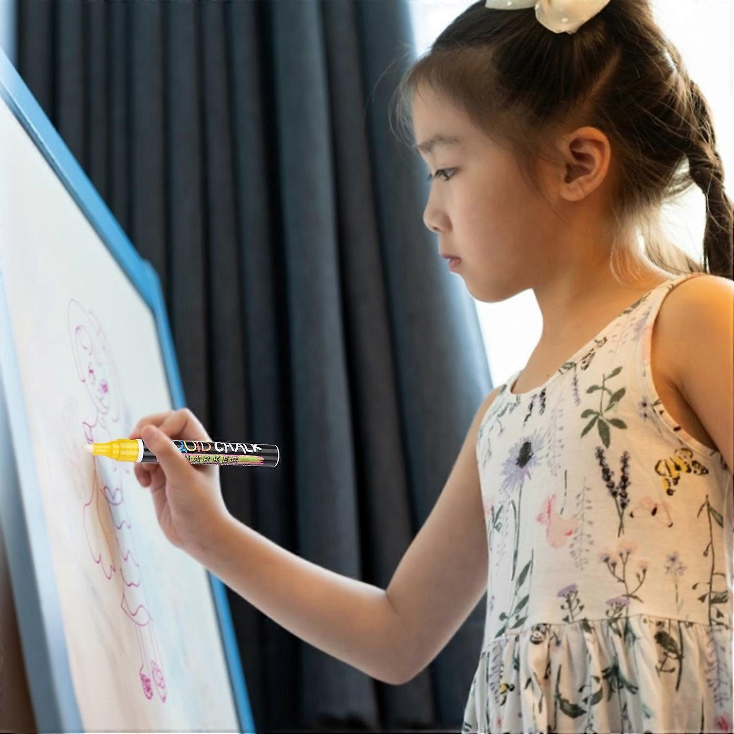 BIGTHUMB Liquid Chalk Markers 12 Vibrant Colors with 3mm Reversible Tip Erasable Water-based Chalkbo