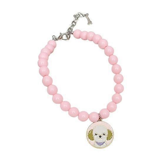 Pet Necklace Beaded Collar Small Dog Accessories Non-Fading Artificial Pearl Adjustable Pet Jewelry for Daily Dressing Photos Outings
