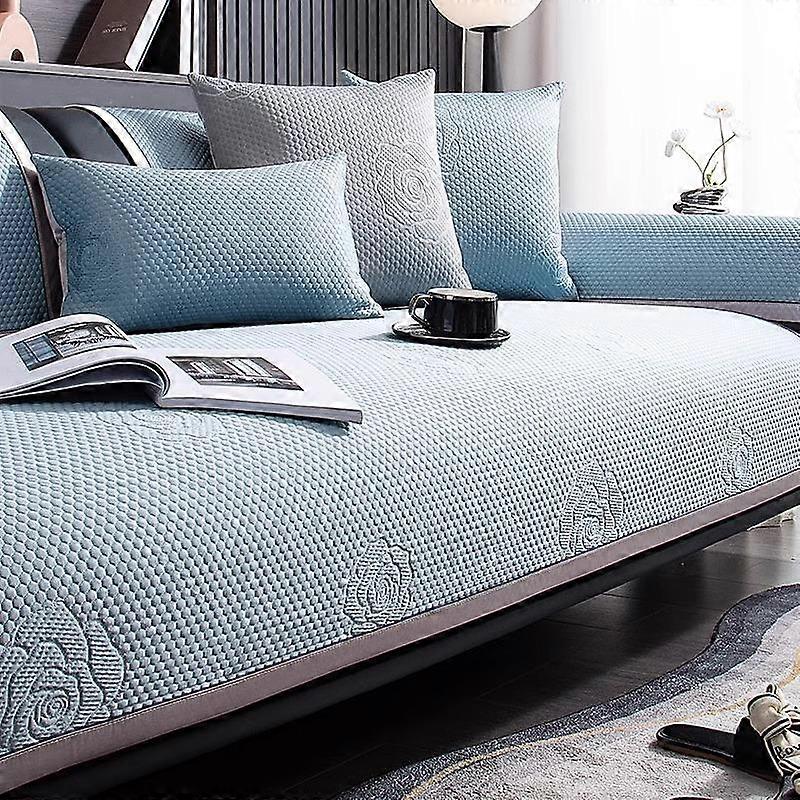 Ice Silk Sofa Cushion Summer Non-slip Sofa Cover Rose Cooler Sitting Cushion Simple Modern Sofa Cover Cloth