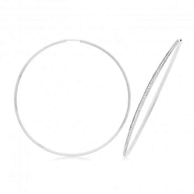 9ct White Gold Thin Zirconia Hoops
