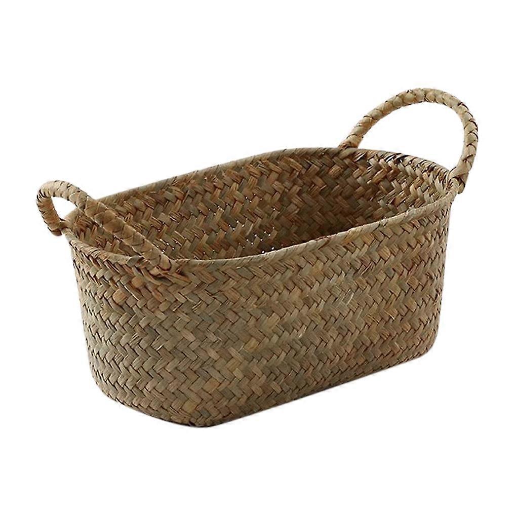 Woven Storage Basket Rattan Breadfruit Case Holder(S,24X15X9cm)