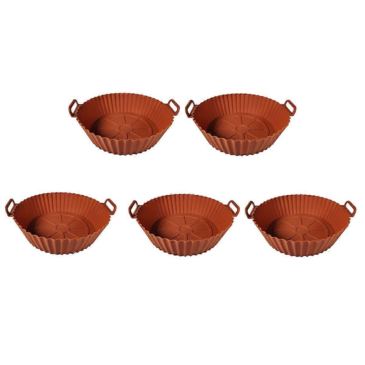 Air Frying Pan Silicone Basket Reusable Air Frying Pan Pad Brown