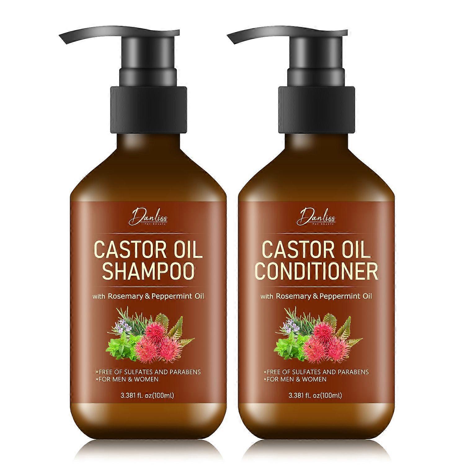 Καστορέλαιο Σετ Σαμπουάν και Conditioner - Σετ κατά της τριχόπτωσης Πηκτική φόρμουλα για την αναγέννηση των μαλλιών, Χωρίς Αραίωση Θειικού Άλατος Για Άνδρες & Γυναίκες