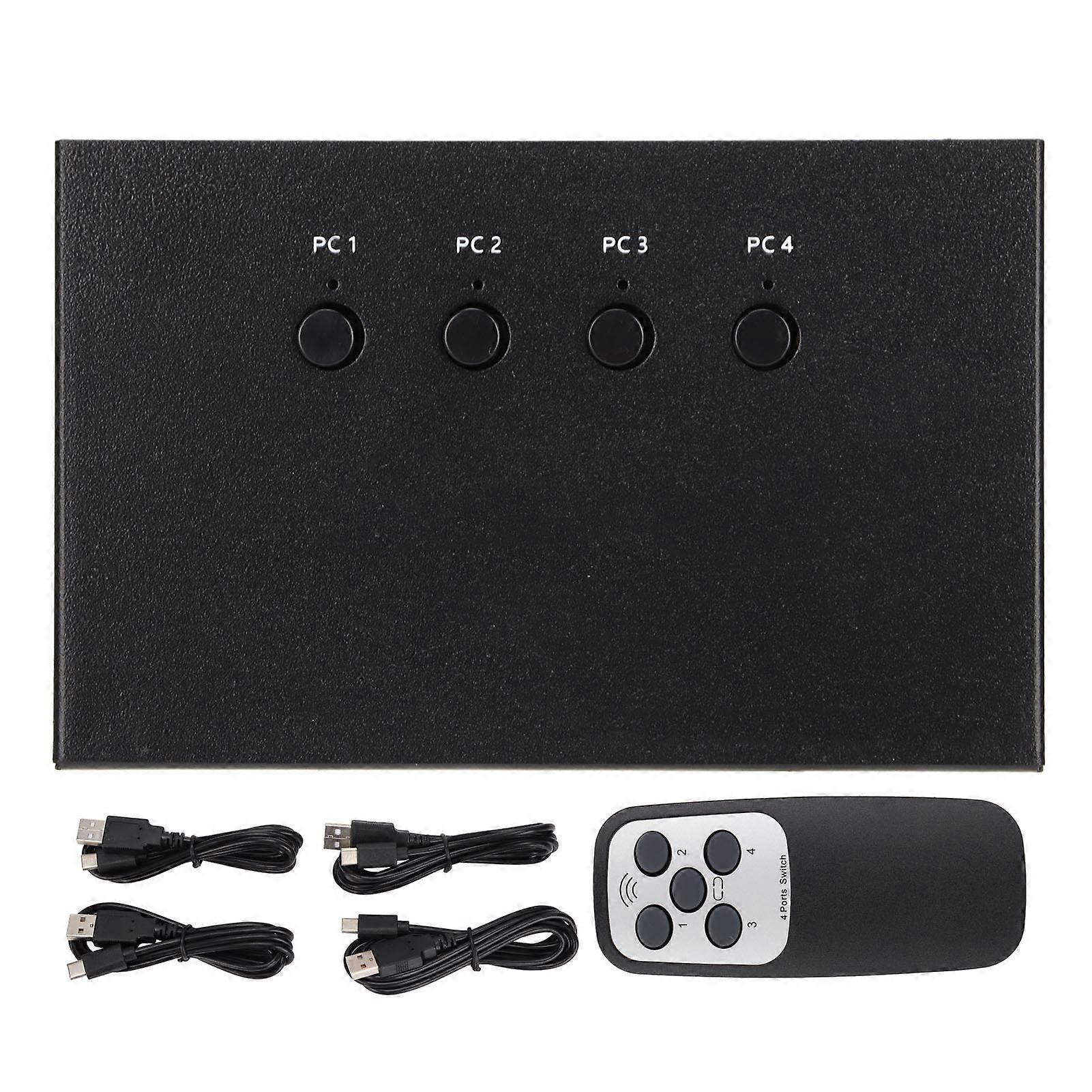 4K HD KVM Switch 4-in-1 Out for Keyboard Mouse, High Resolution, Wide Compatibility