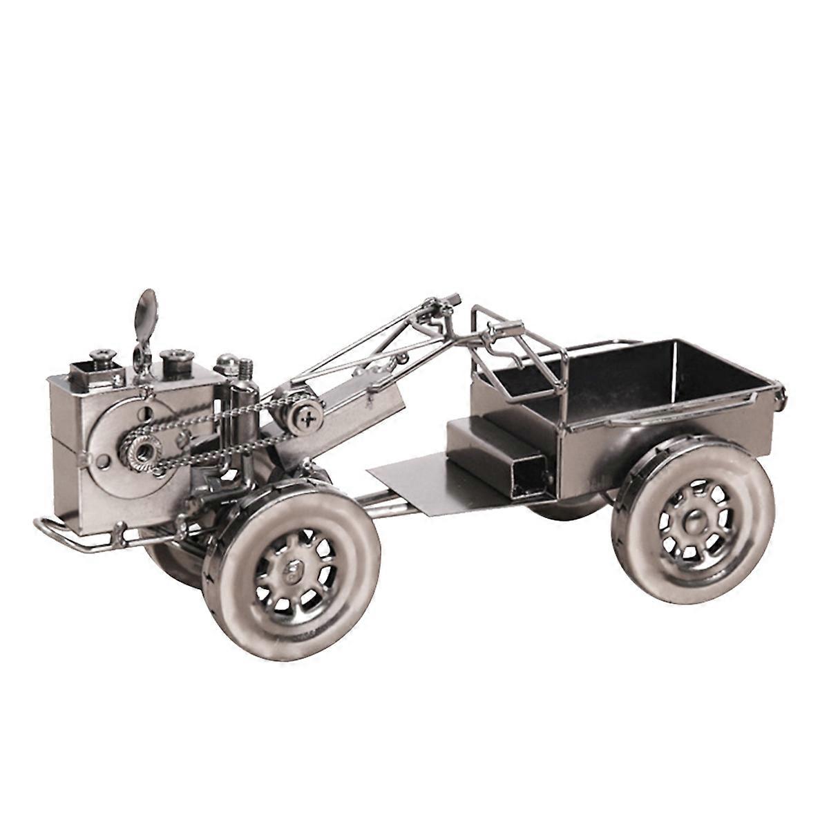 Retro bilmodellbilpyntfoto i traktorform skrivebordsdekor-A