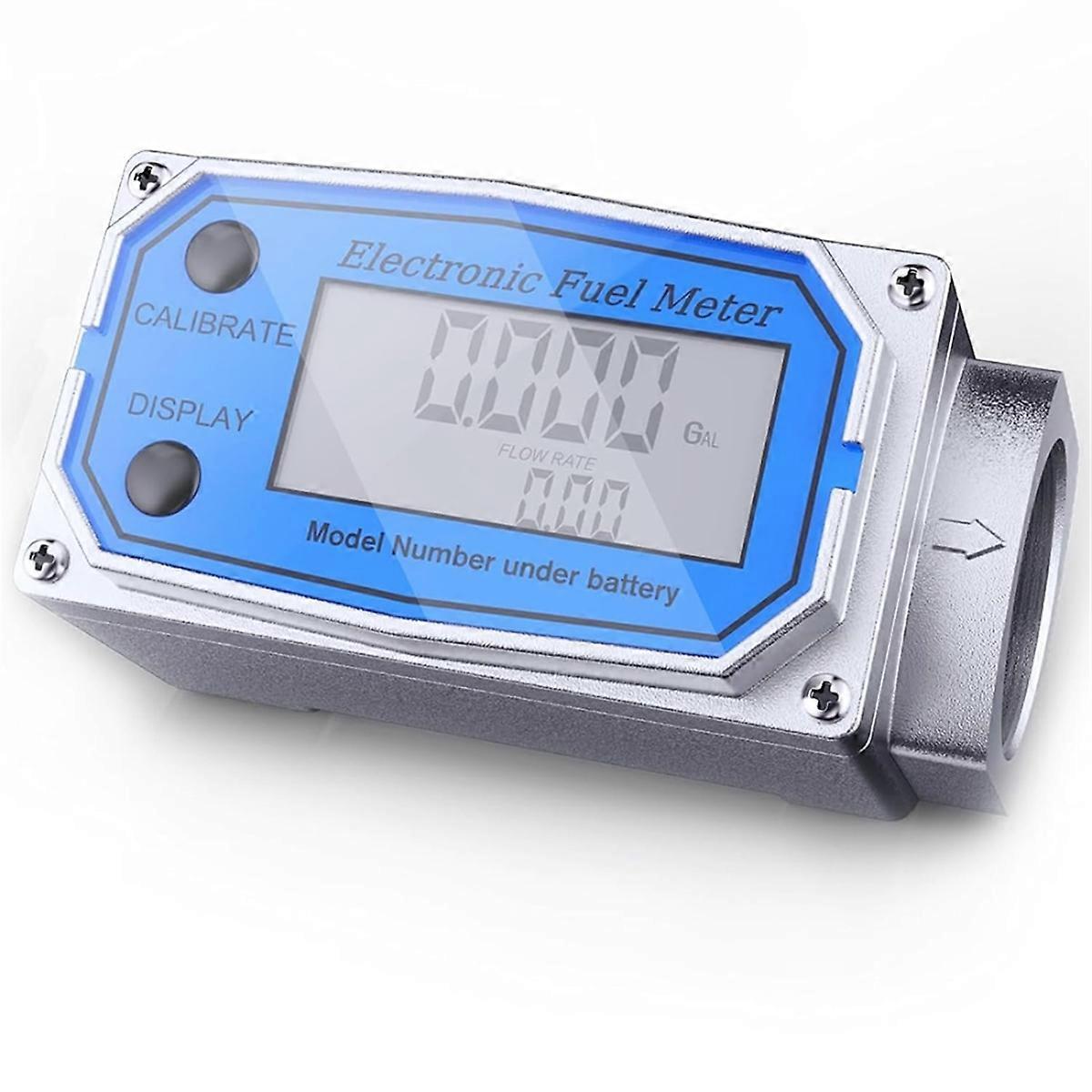 Flow Meter Digital LCD Display, NPT Counter Waterproof Oil Flow Meter, Between GAL , , , L and M3 Un