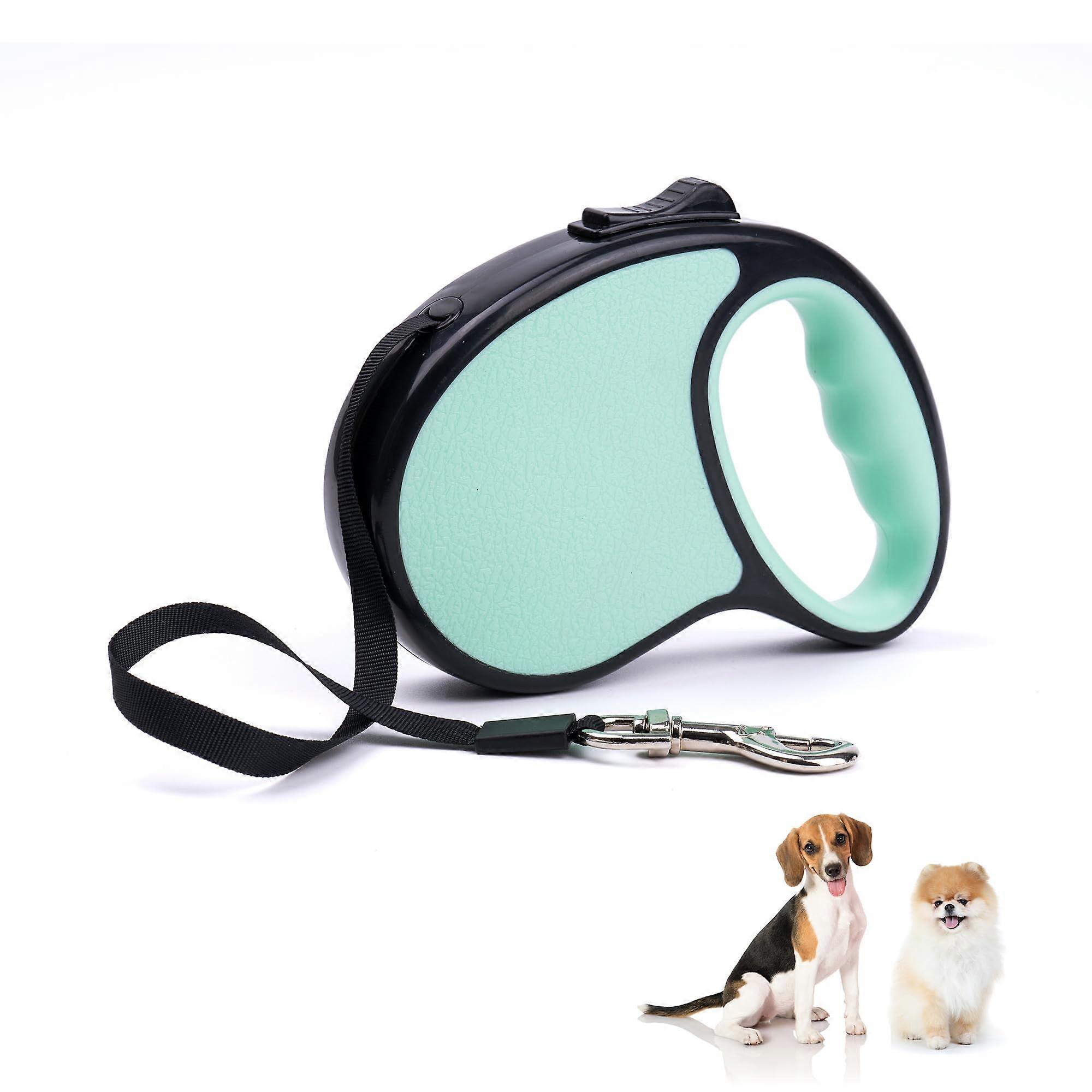 Retractable Dog Leash Heavy Duty Tangle Free Strong Nylon for Small Medium Large Dogs One Button Lock Green