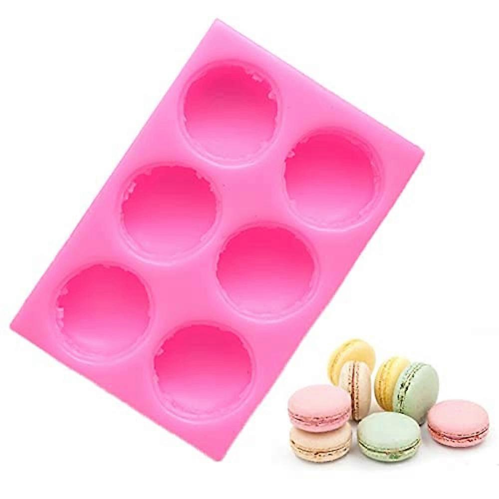 6-Cavity 3D Silicone Macaron and Hamburger Mold for DIY Baking, Heat-Resistant, Flexible, Non-Stick Design
