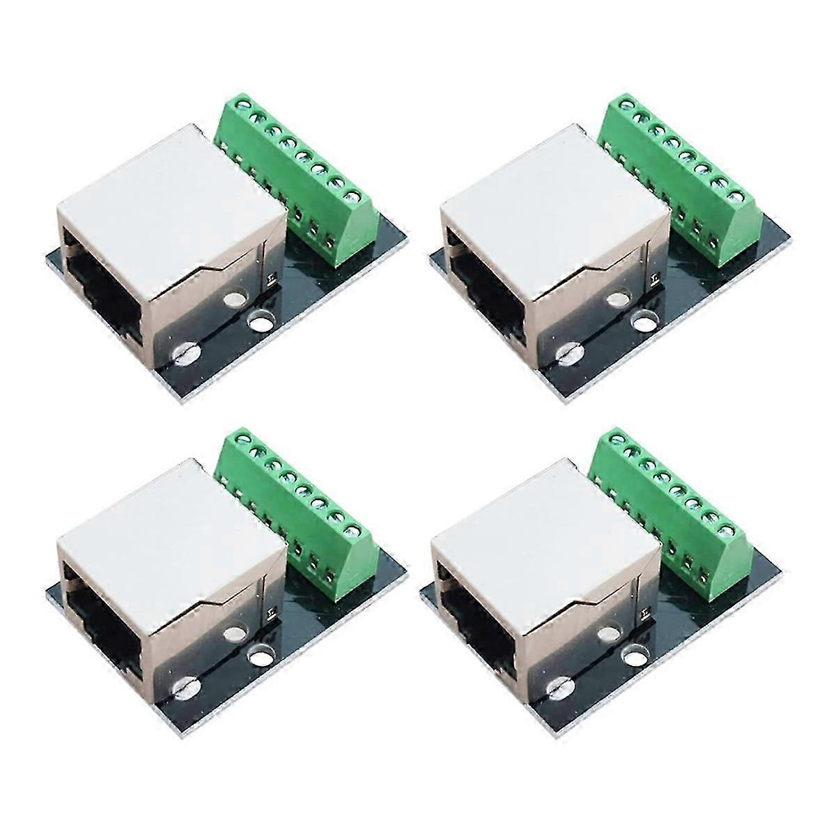 4PCS RJ45 Ethernet Female Socket Connector Breakout Board,2.54mm Connector Board Shielded Network Ad NN