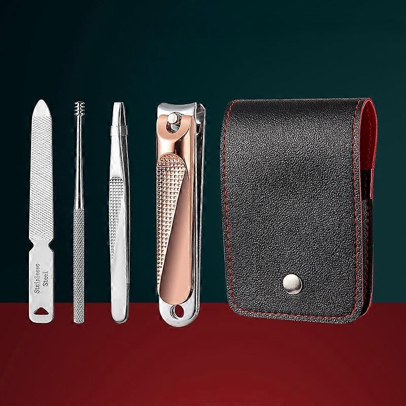 5pcs /Set Nail Scissors Portable Manicure Tool, Style: Classic (Rose Gold)