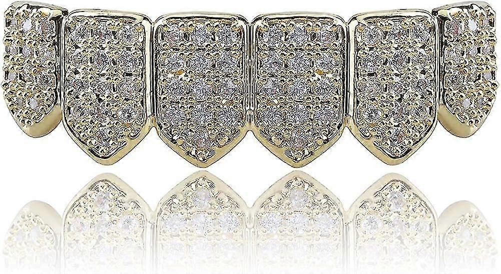 歯用18k金メッキグリルアイスアウトグリルズ-追加のモールディングバーが含まれています-男性女性