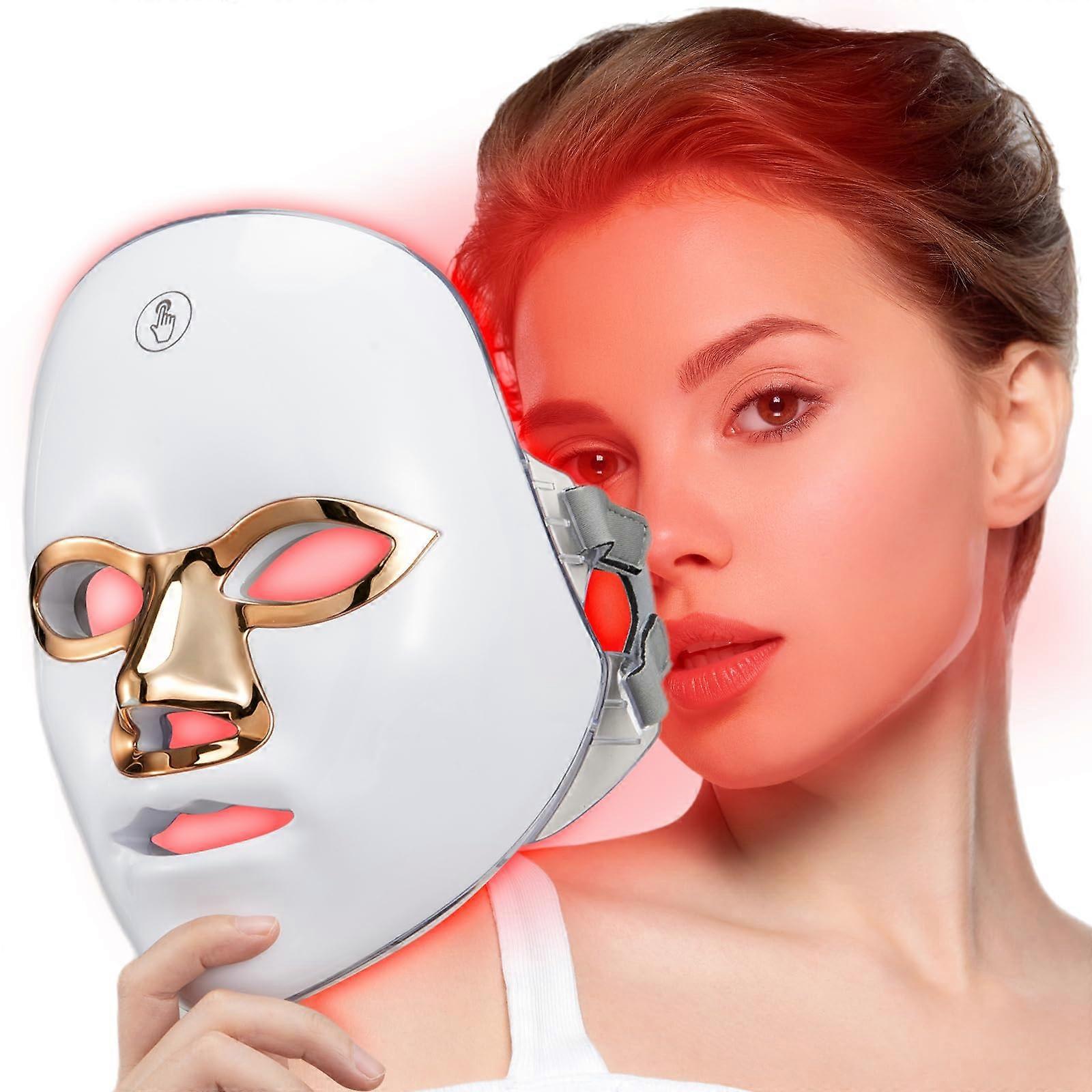 Red Light Mask For Face, 71 Colors Red Light Face Mask, Facial Mask Skincare At Home, Cordless, and Rechargeable, Gold