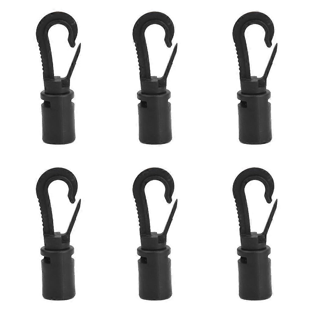 6 Pieces Black Cord Snap End Hooks For Marine