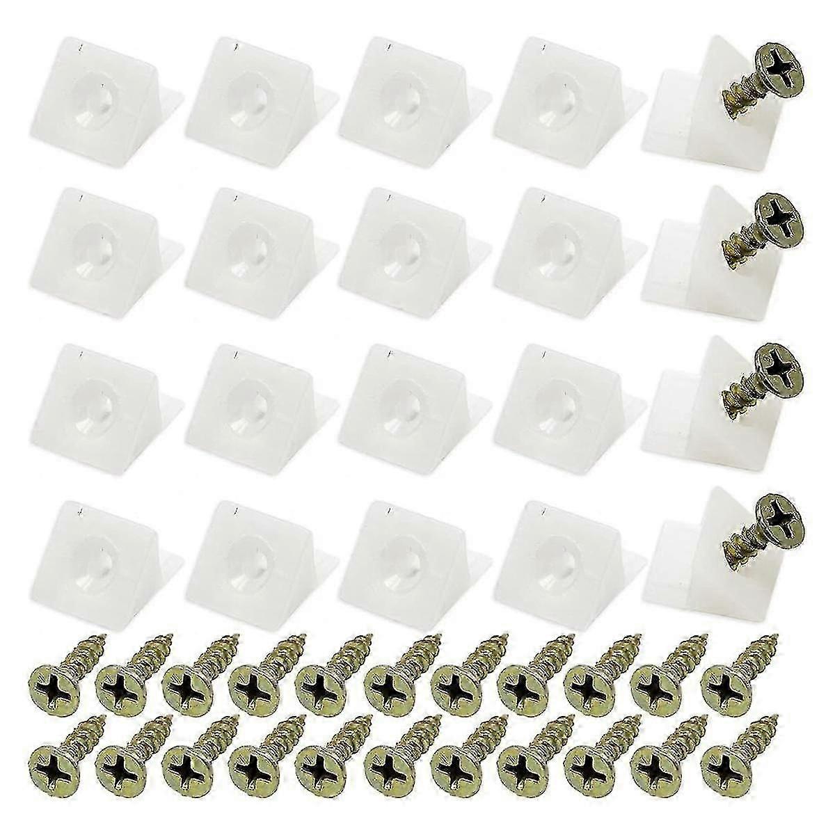 50 Pcs Drawer Supports, White Plastic Drawer Bottom Sagging Repair Fixing Mending Wedges with Screws