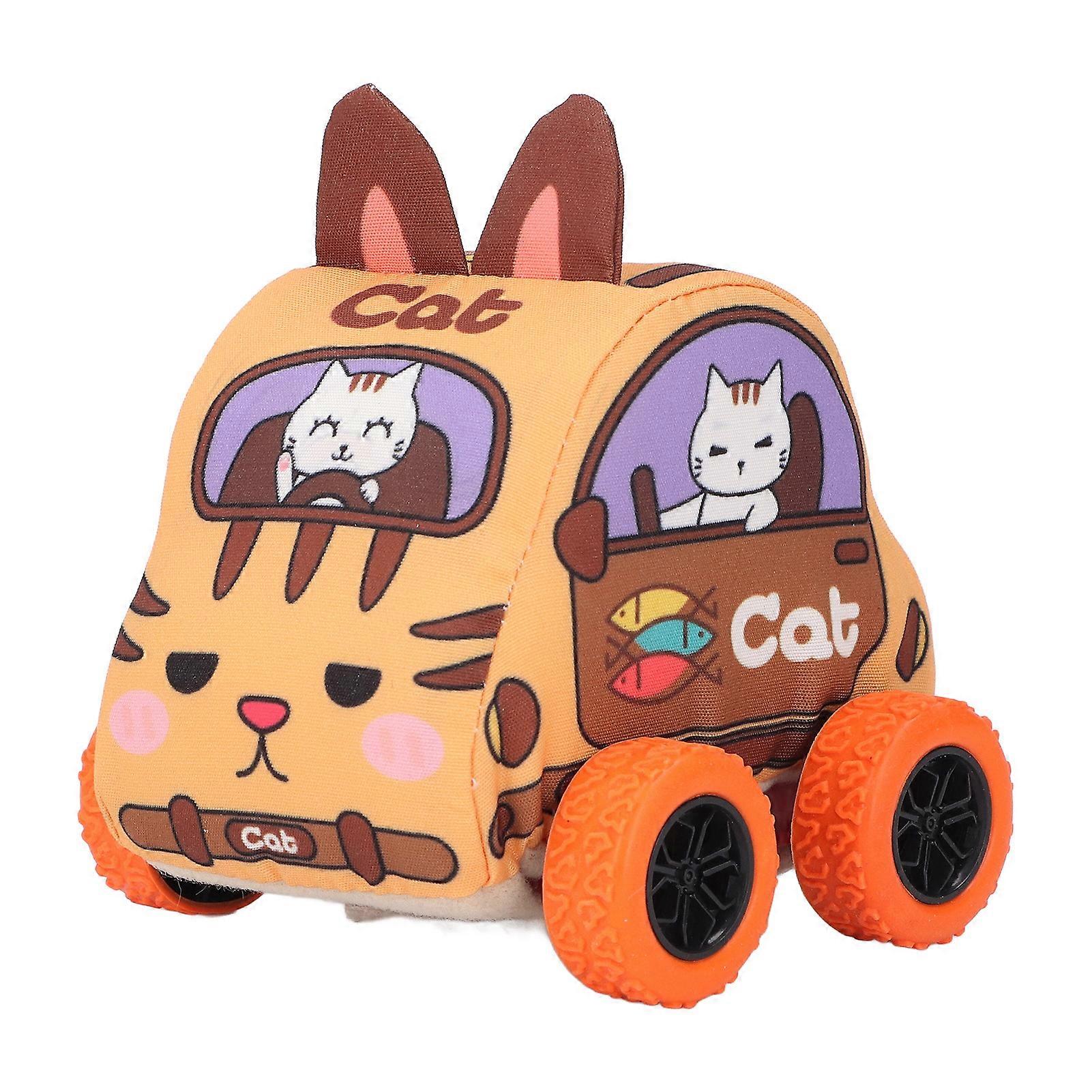Voiture à tirer en tissu pour enfants, jouet doux pour bébé de 1 à 3 ans, motif dessin animé, interaction parent-enfant, chat