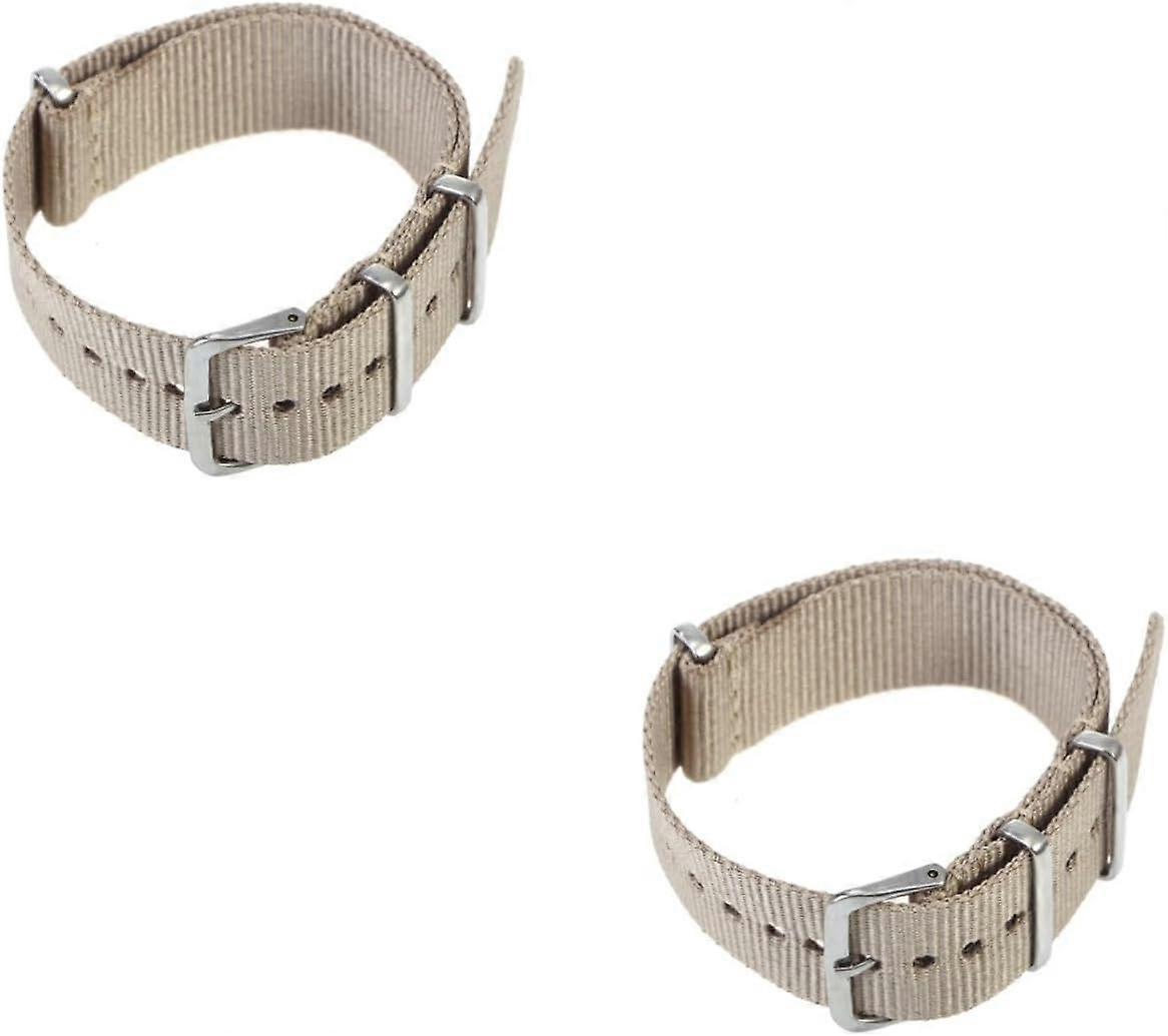 2pcs Nylon Watch Strap Replacement 20mm Woven Wristband for Quick Release Band Beige