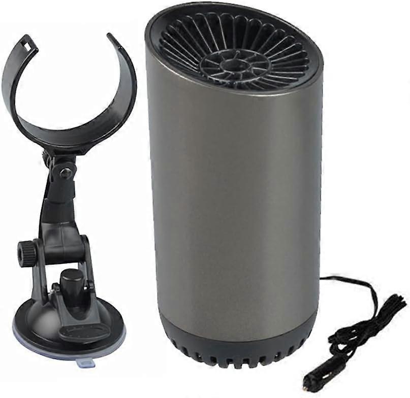 Heater And Fan - 12V - 150W - With Thermostat - Air Purifying Version - Plugs Into Cigarette Lighter - Black