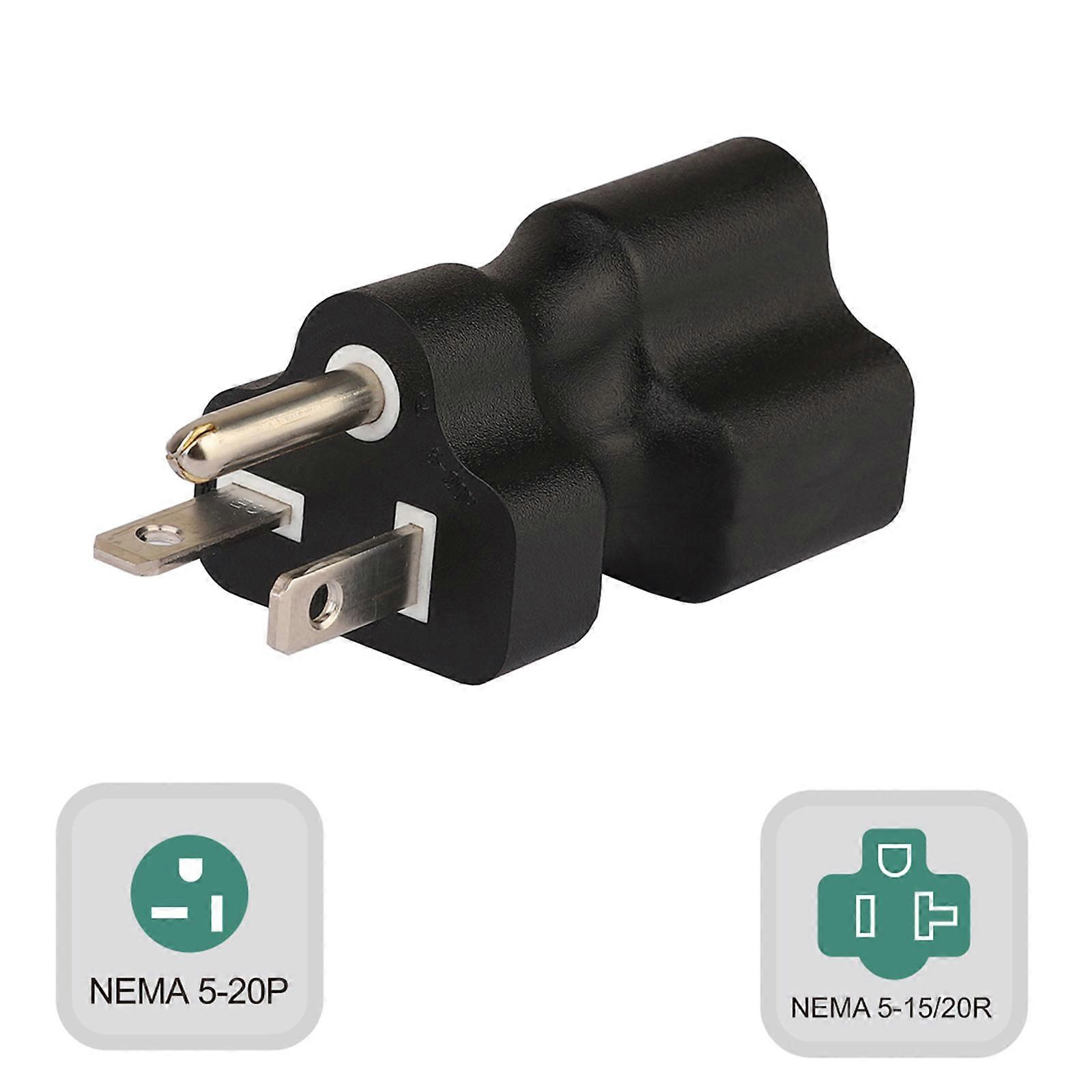 5-20P to 5-15/20R AC Power Adapter 3 Terminals Socket Adapter Male to Female DIY Rewirable Power Connector Adaptor