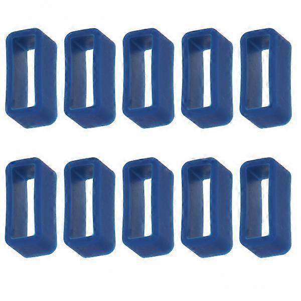 2- 10pcs Rubber Silicone Loop Strap Holder Keeper 16mm Blue