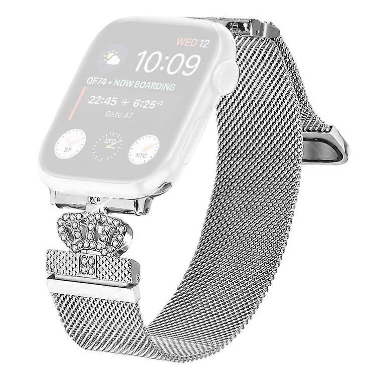 Watch Band Compatible For Apple Watch Series 10 9 8 7 SE 6 5 4 3 2 1 42mm 41mm 40mm 38mm Milanese Wrist Strap Silver Stainless Ste
