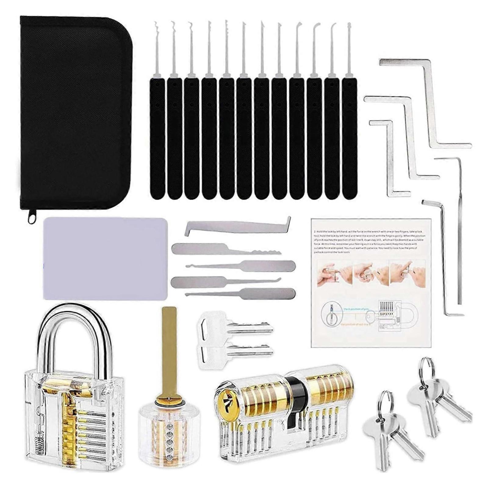 Advanced Lock Pick Tool Set With 3 Practice Lock And Easy To Follow Guide For Locksmiths Easy Learning Skill Improvement