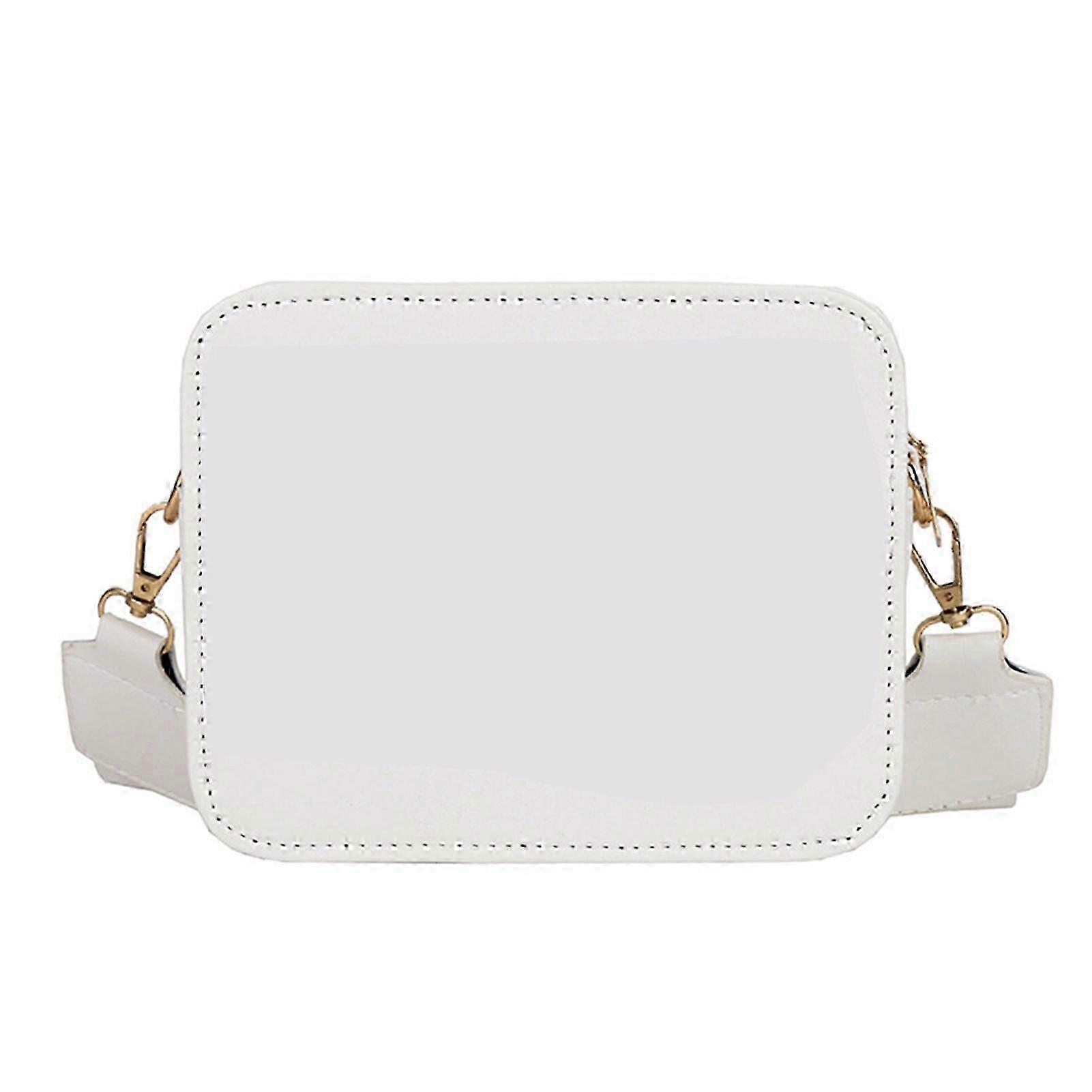 أزياء رسالة طباعة نسائي بجلد PU حقيبة كتف مربعة - أبيض