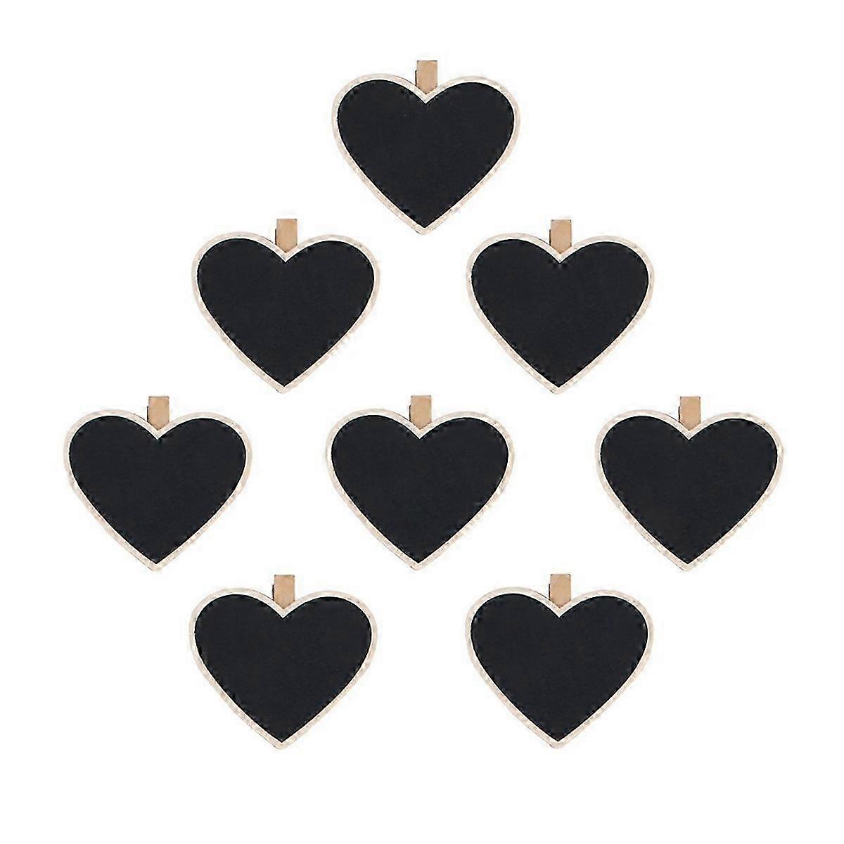 10pcs Mini Heart Shaped Wooden Message Blackboards Photo /Note/Paper Clips Pegs