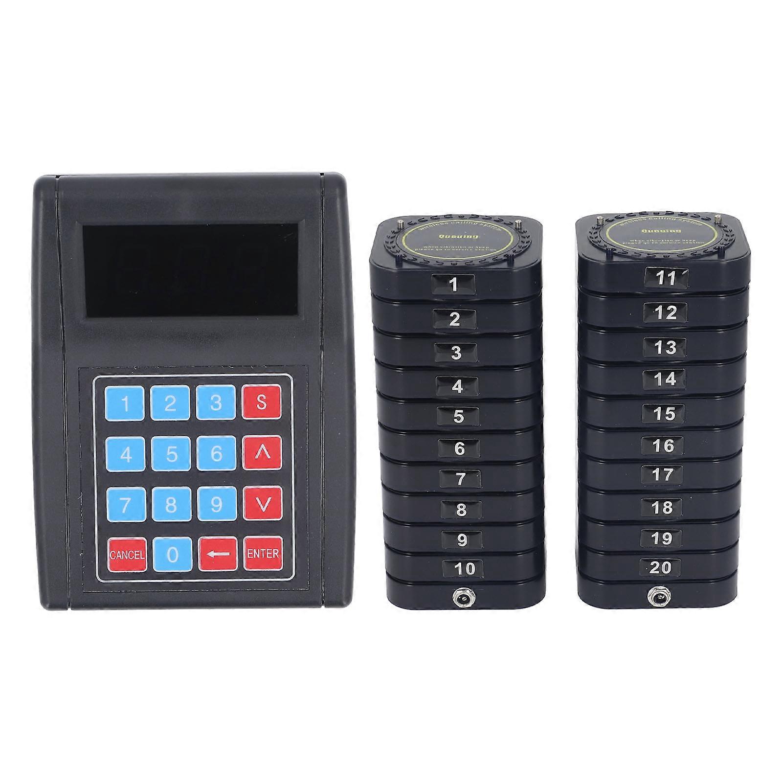 Restaurant Pager System 1 Transmitter 20 Receivers Wireless Calling System for Food Truck Bar Clinic EU Plug 100V‑240V 
