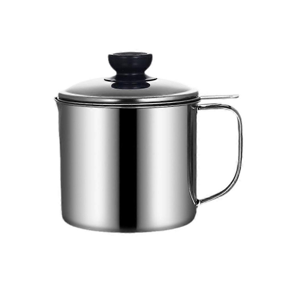 1-2L (410 material-thick version) black top bead (A)$Household oil filter pot kitchen oil storage tank net leak stainless steel oil filter cup