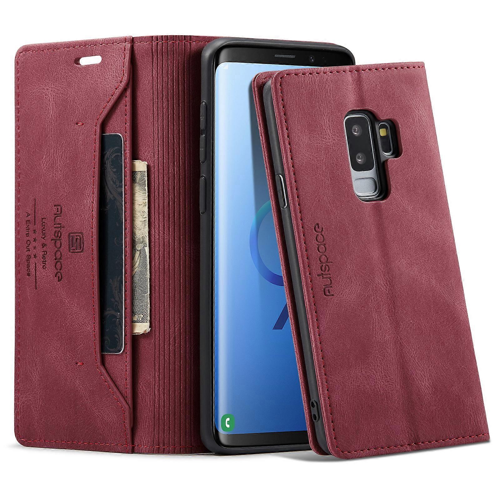 Compatible For Samsung Galaxy S9+ Wallet Case AUTSPACE A01 Leather Stand Cover with RFID Card Holder