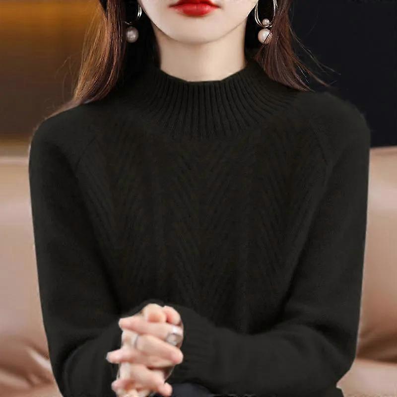 trøjer mode efterår vinter varm uld blød langærmet sweater trøjer til kvinder tyk løs elasticitet rullekrave pullovere strik top