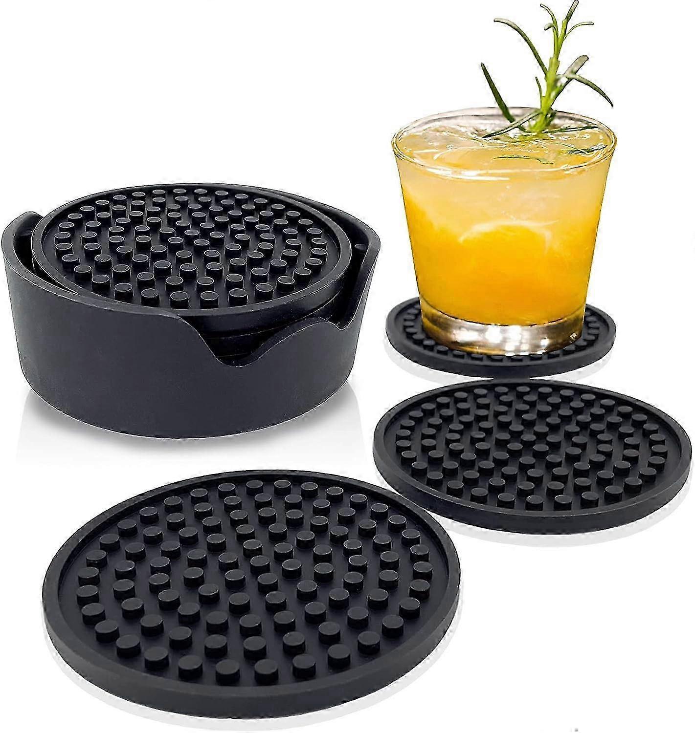 6-Pack Black Silicone Coasters for Beer Glasses, Mugs & Bottles