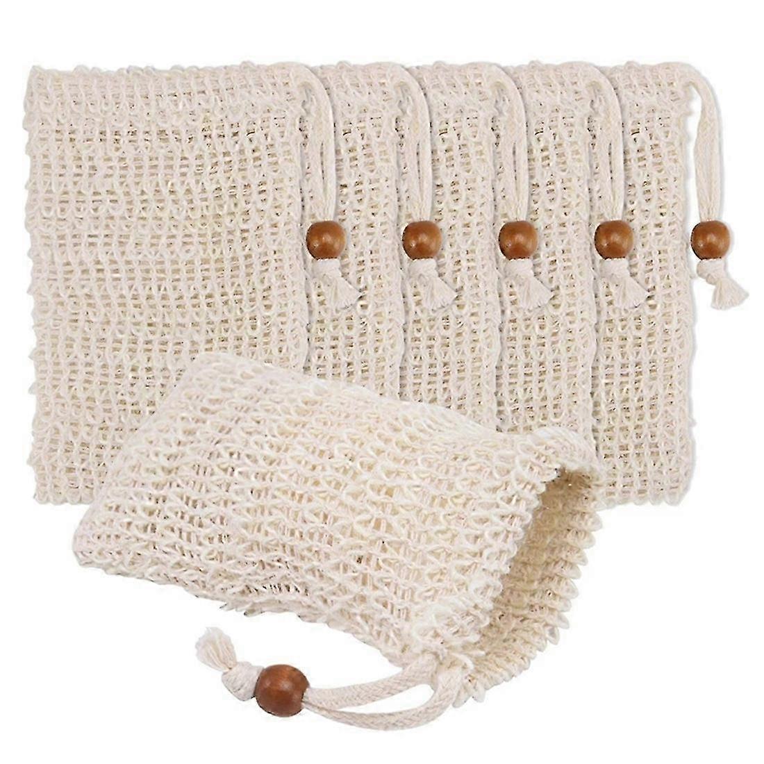 40 Pack Soap Exfoliating Bags, Sisal Mesh Soap Savers with Drawstring, Beige