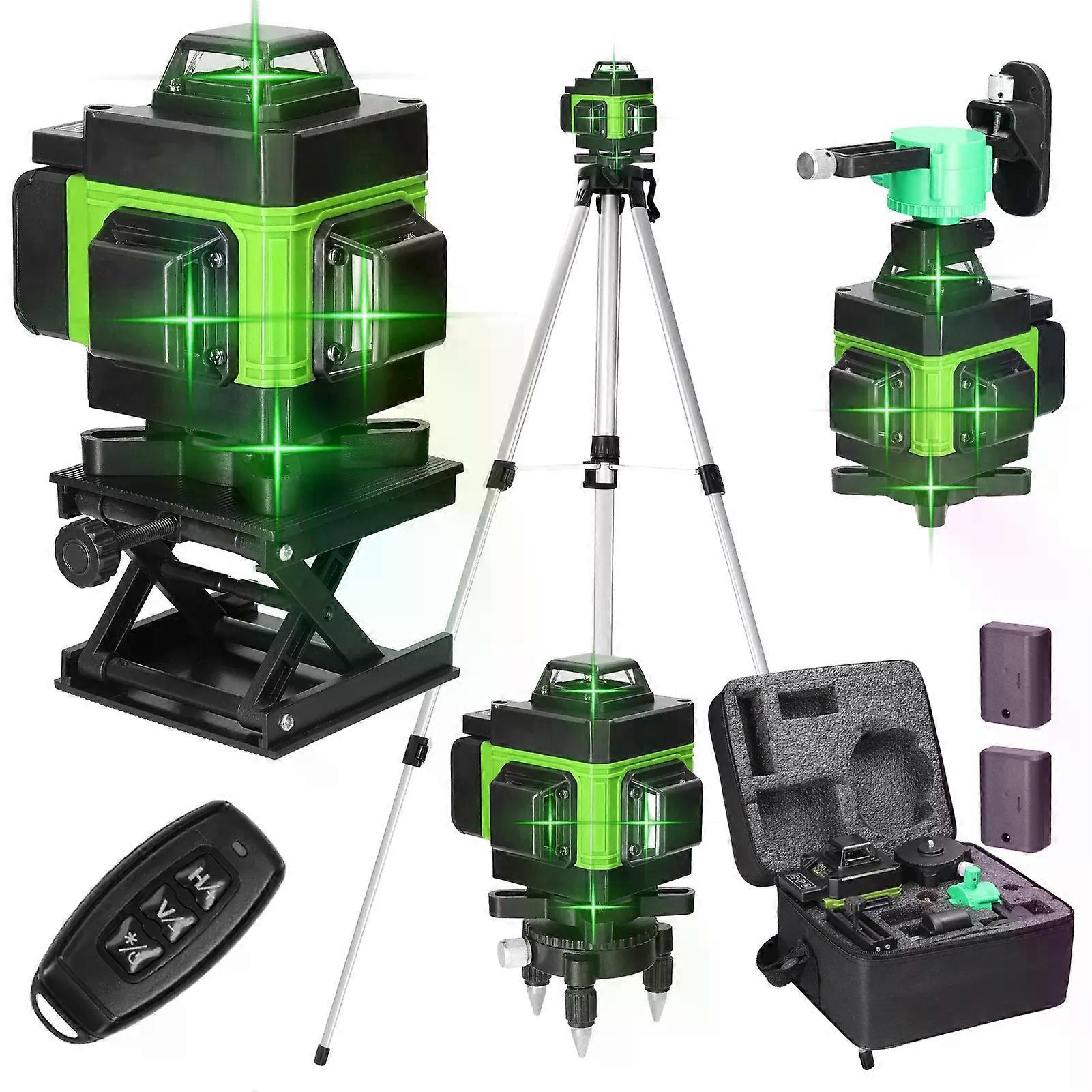 Multifunctional 4D 16 Lines Laser Level 3 Self Leveling Machine Leveling Tool with 12M 3Heights Adjustable Tripod Stand