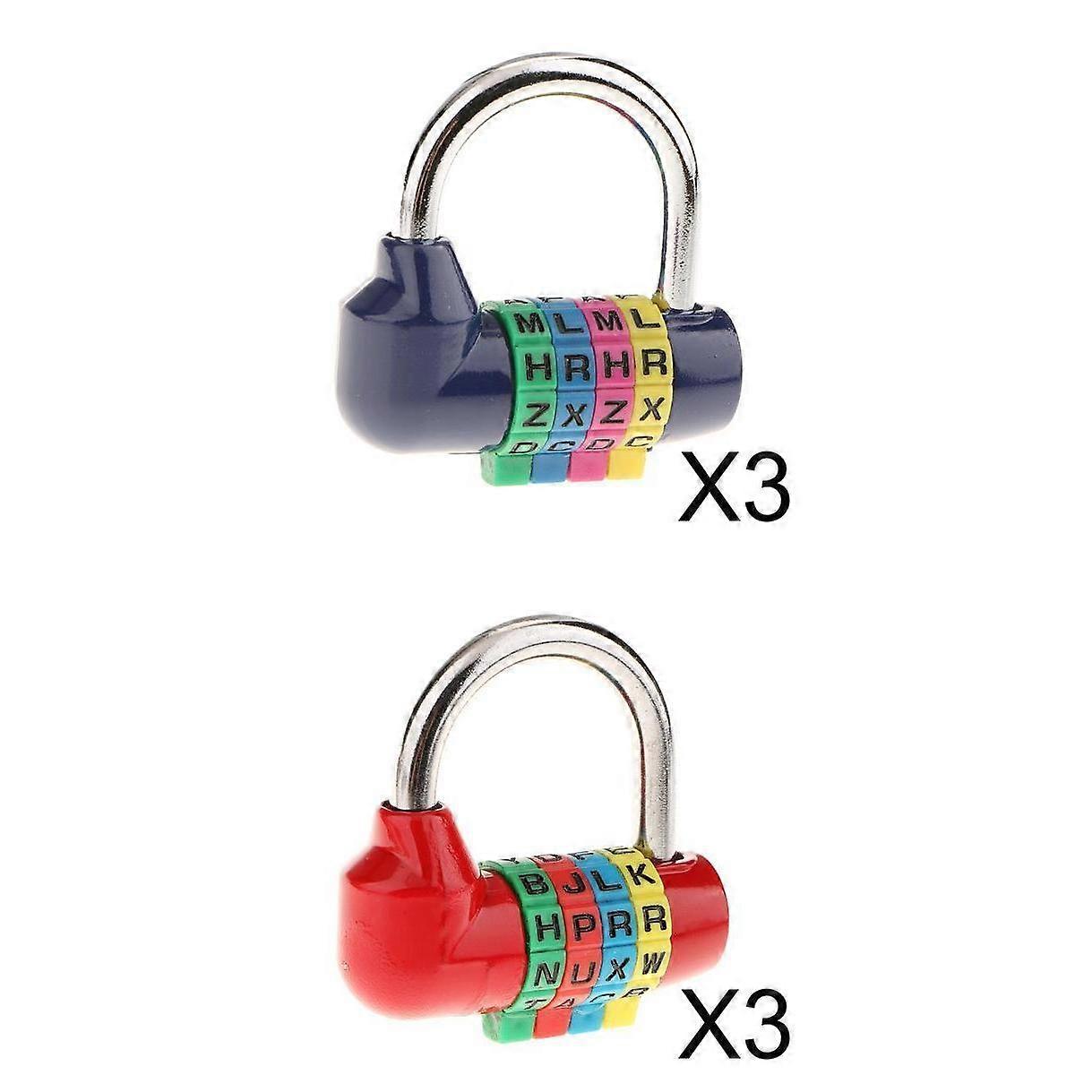 6 Pieces Combination Lock 4 Digit for Gym Employee Locker Toolbox Lock