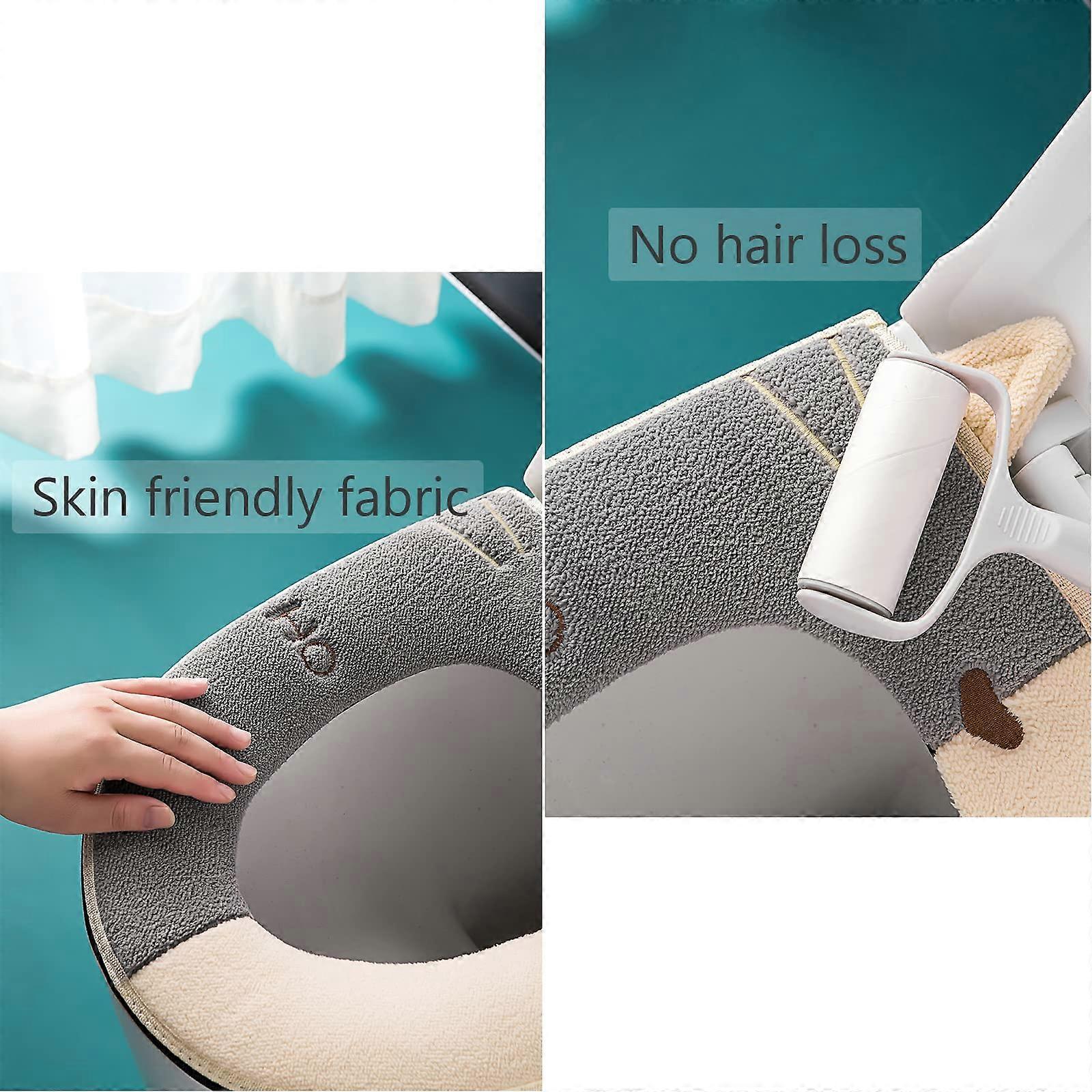 Washable and Reusable 2 pcs (Grey + Green) Thickened Toilet seat Cushion Cover is Universal Warm
