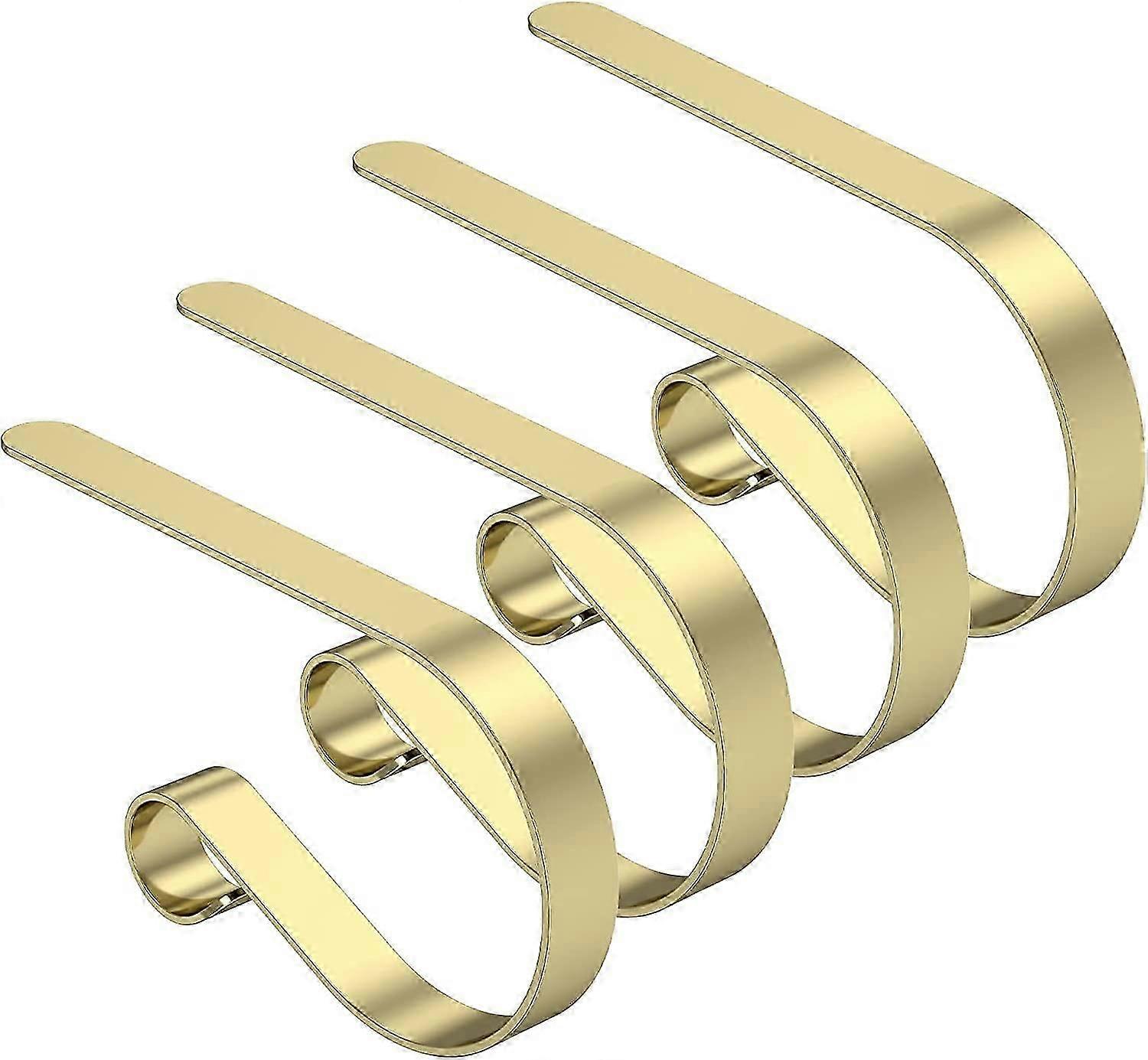 4 Pack Christmas Stocking Holder Stocking Hangers for Mantel Christmas Ornament Hooks Adjustable Non-Slip Christmas Stocking Hooks Fireplace Metal Cli