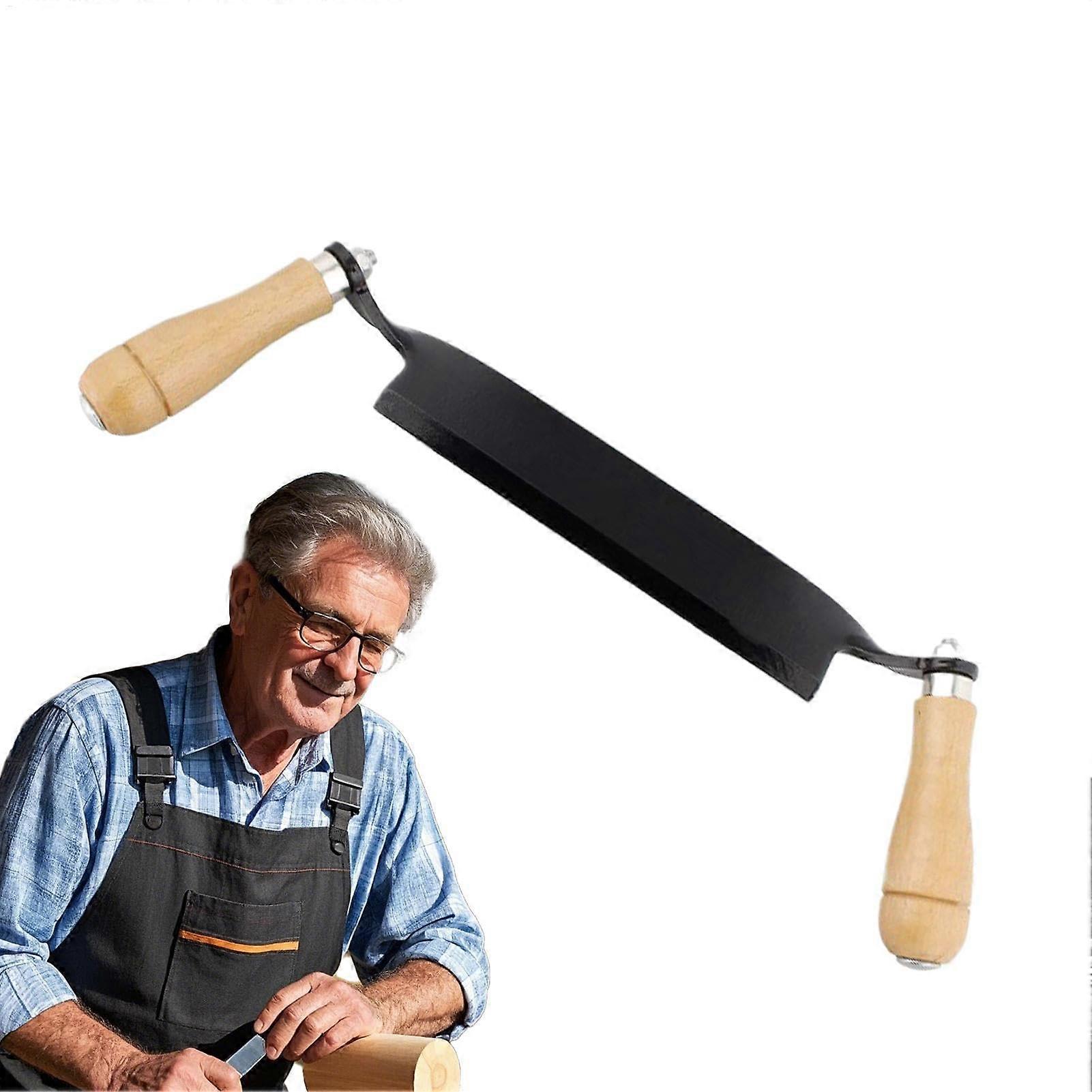 Drawing Shaving Woodworking Tool - 8 Inch Manual Peeler with Wooden Handle for Debarking and Bark Cutting Furniture Projects