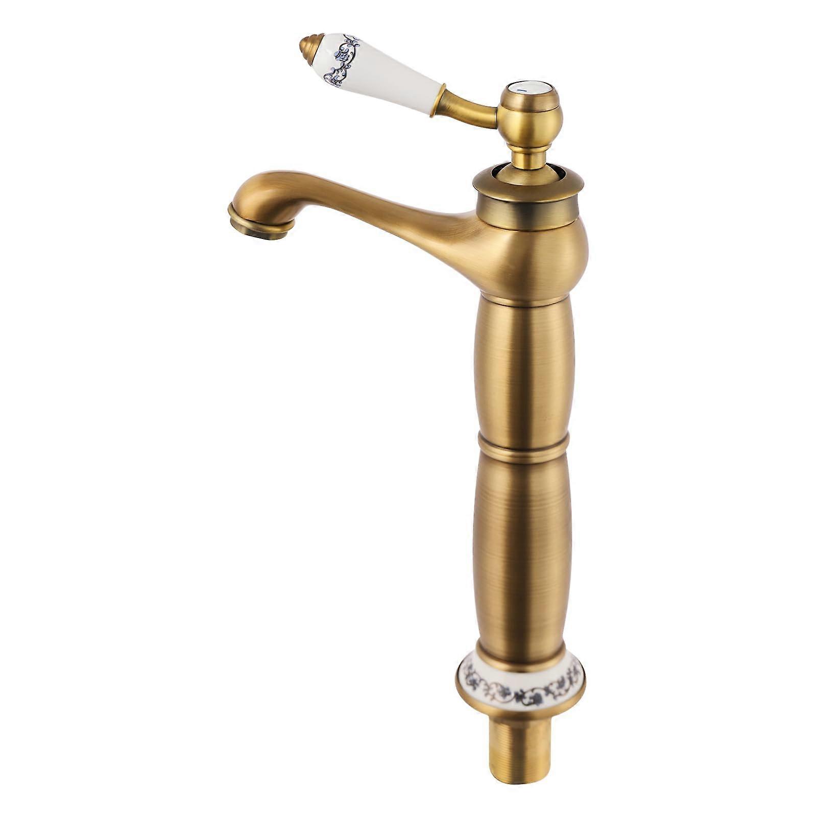 Retro Gold Tap 3/8 Inch Washbasin Tap for Bathroom Sink Mixer Tap Single Lever Mixer Tap Height 29.5 cm Height 29.5cm
