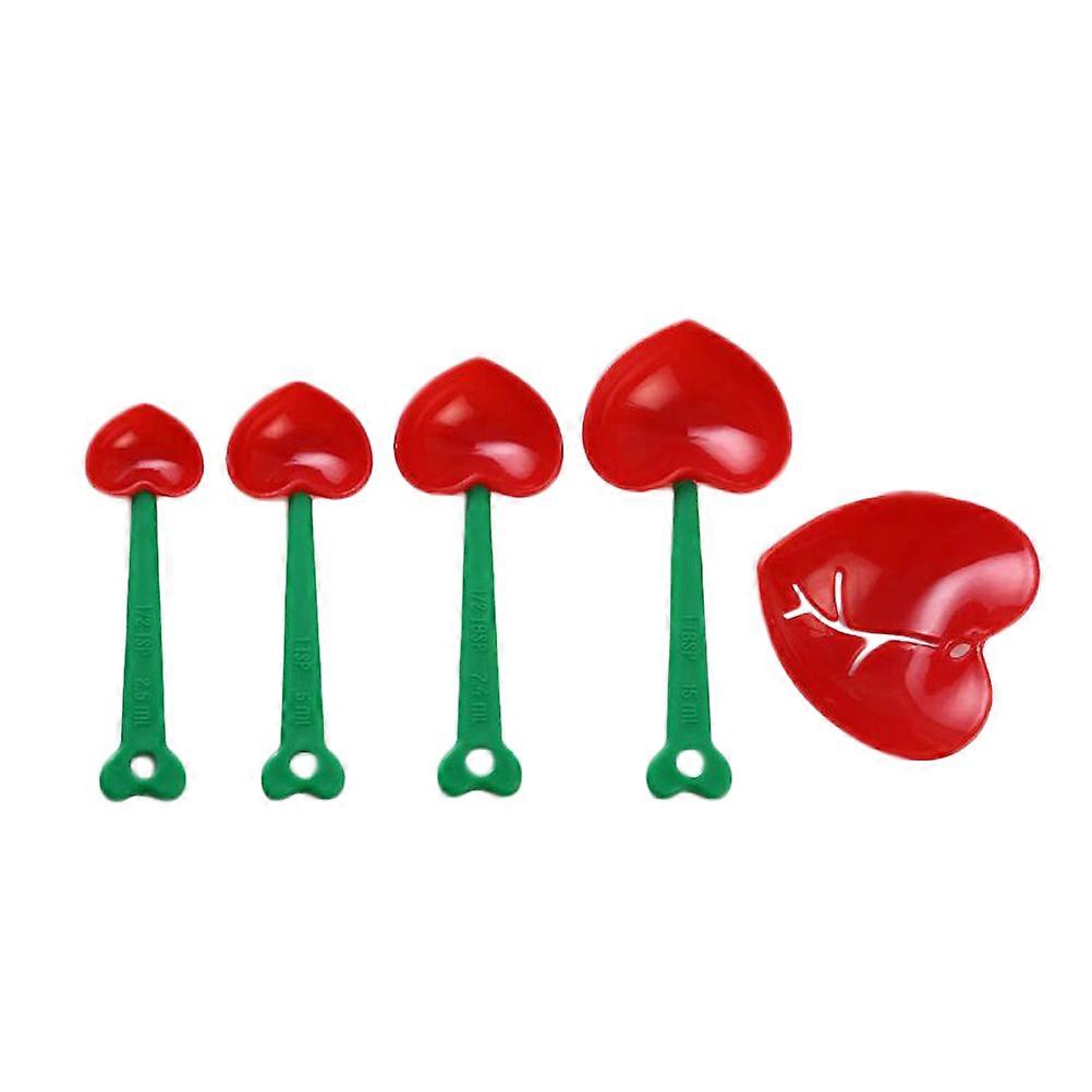 Plastic Measuring Spoons And Cups Heart Shape For Baking Powder 5Pcs Set Stackable Egg Separator Kitchen Tool