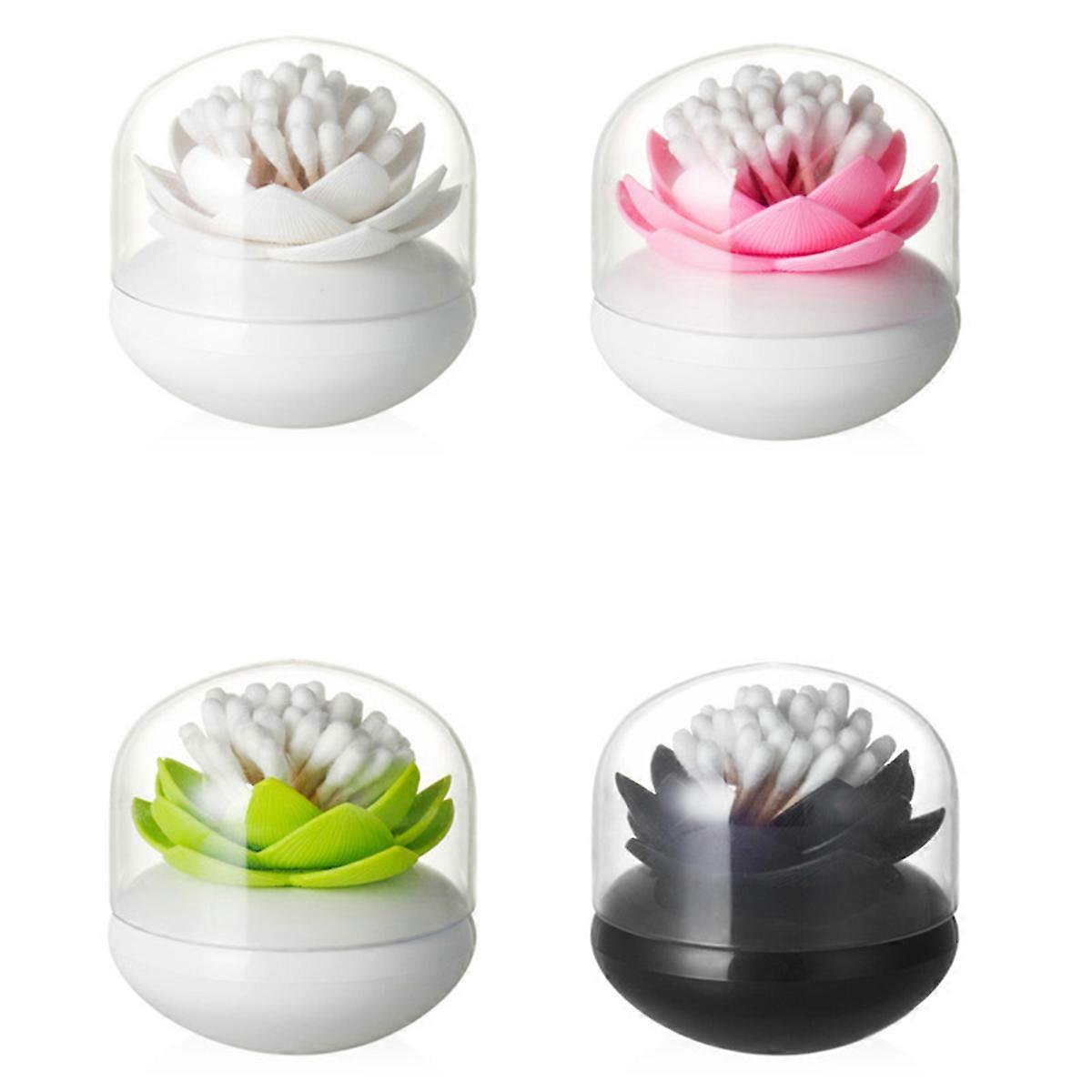 Κάτοχος οδοντογλυφίδας Dispenser Βαμβάκι Organizer Lotus σχήματος Desktop Storage για την εγχώρια διακόσμηση 2Pcs Μαύρο