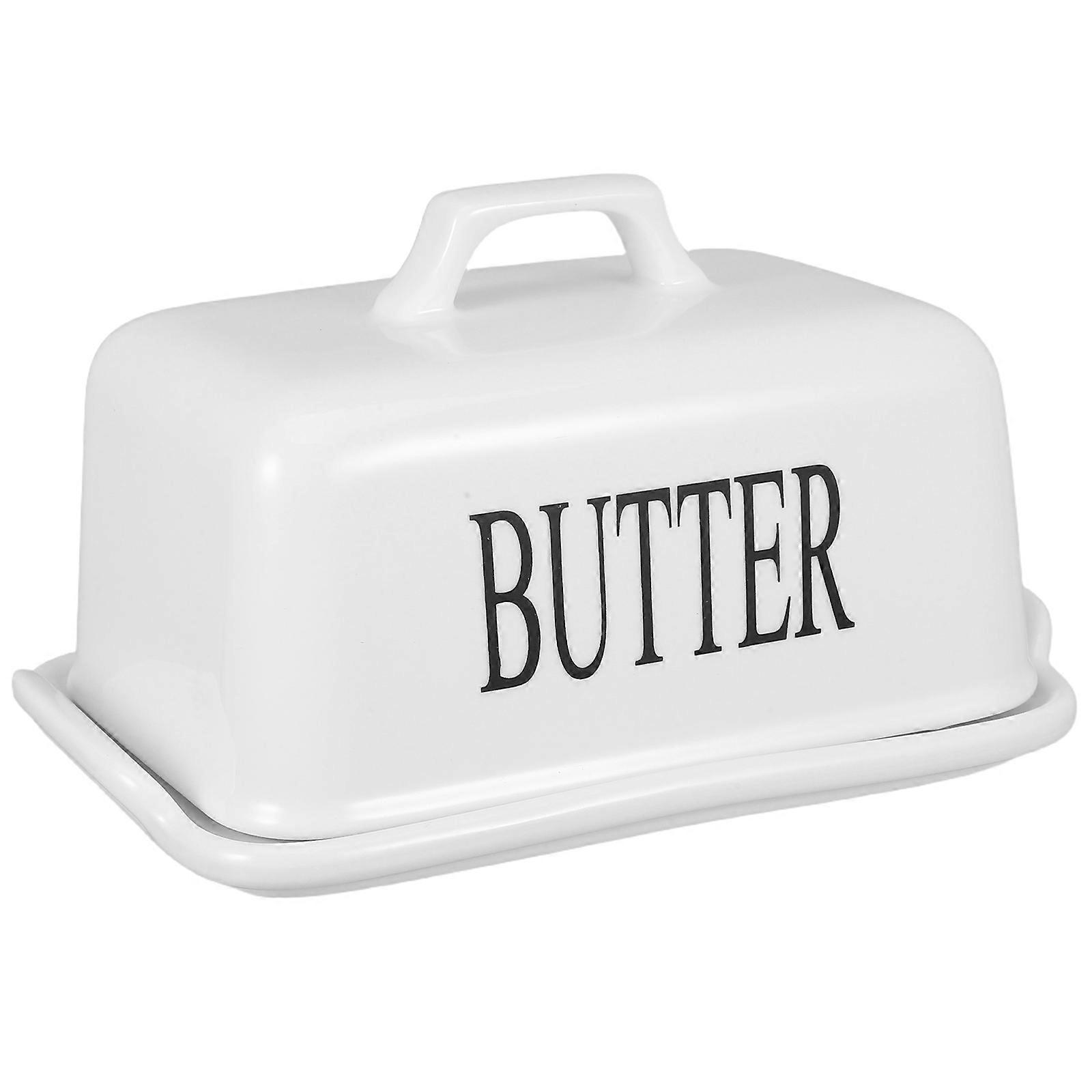 Airtight Ceramic Butter Holder with Lid – Cheese Storage Container for Kitchen and Refrigerator Use